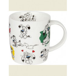 MUG PORCELAINE IDEFIX FOND BLANC INTERIEUR CITATION SNIF SNIF