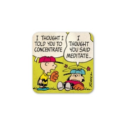 CHARLIE AND LUCY CONCENTRATE MEDITATE PEANUTS COASTERS 10X10