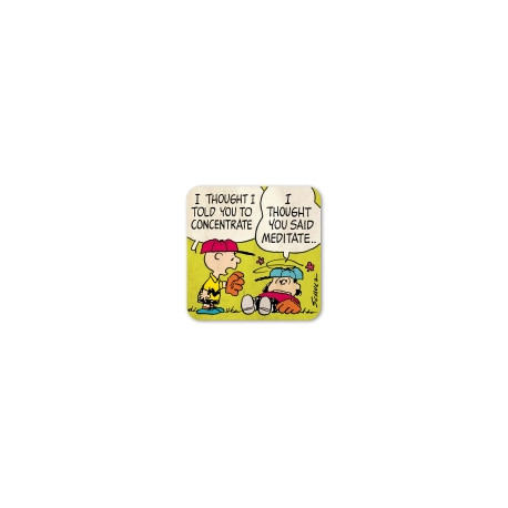 CHARLIE AND LUCY CONCENTRATE MEDITATE PEANUTS COASTERS 10X10