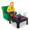 TINTIN ET MILOU EN TRAIN DE PRENDRE LE THE STATUE RESINE 18 CM