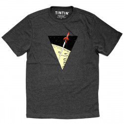 T SHIRT TINTIN TRIANGLE FUSEE GRIS ADULTE TAILLE M