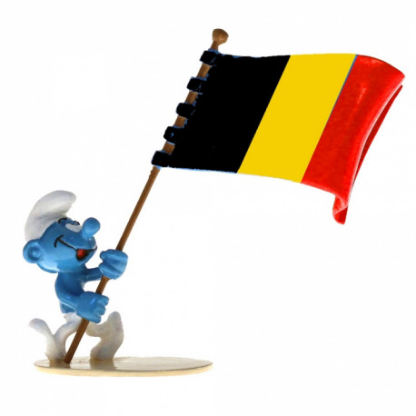 SCHTROUMPF PORTE DRAPEAU BELGE 6470 8CM