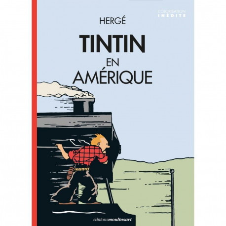 TINTIN EN AMERIQUE COUVERTURE LOCOMOTIVE COLORISATION INEDITE