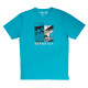 TINTIN REPORTER ET MILOU SUR LE TRAIN T SHIRT TURQUOISE S