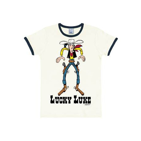 LUCKY LUKE SHOWDOWN SLIMFIT RINGER T SHIRT BLANC TAILLE XS